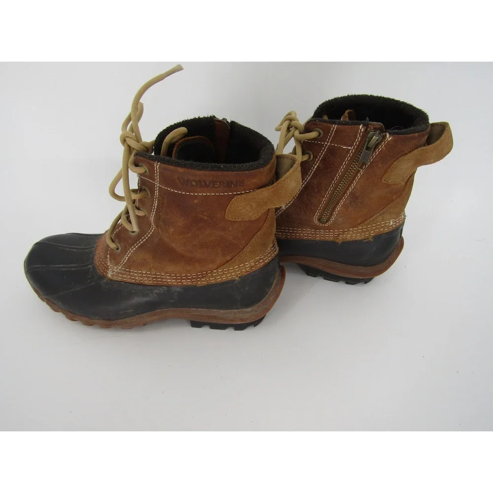 Wolverine Duck Boots Sz8 Brown Water Resistant Leather Side Zip Utility Gorpcore